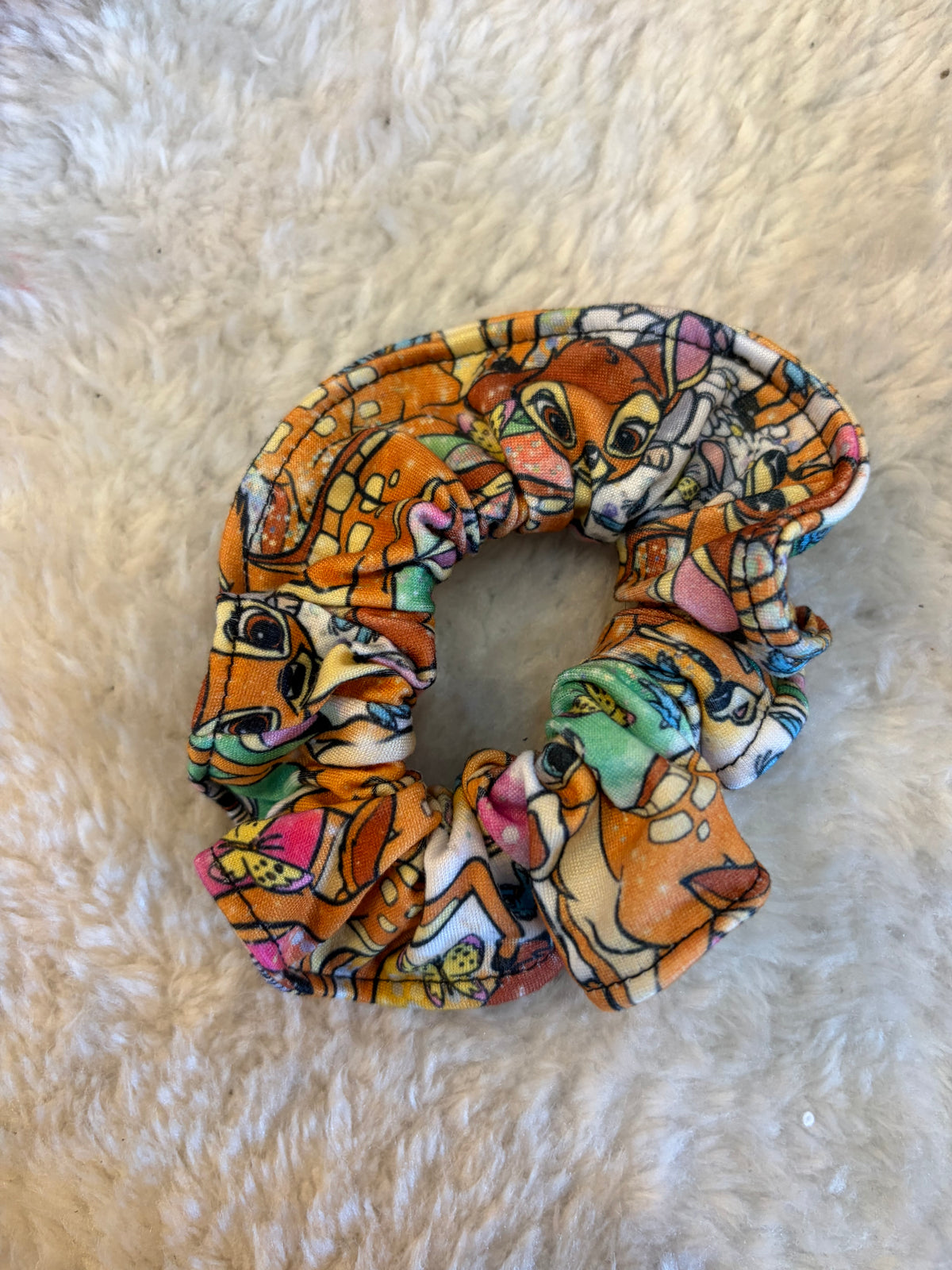 Chouchou à cheveux motif faons colorés