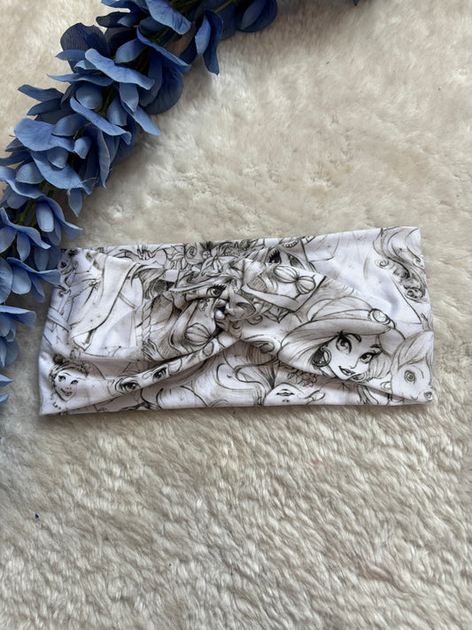 Bandeau twist princesse dessins au crayon