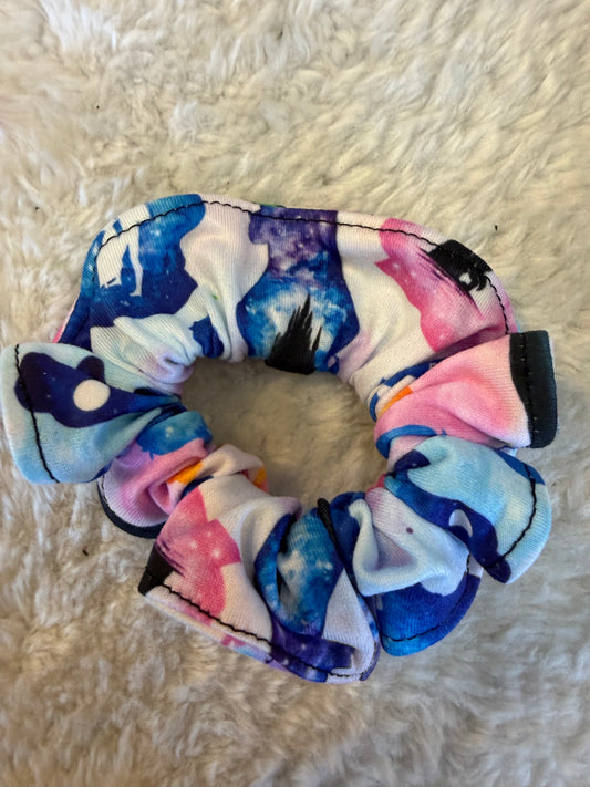 Chouchou à cheveux motif galaxie pastel bleu et rose