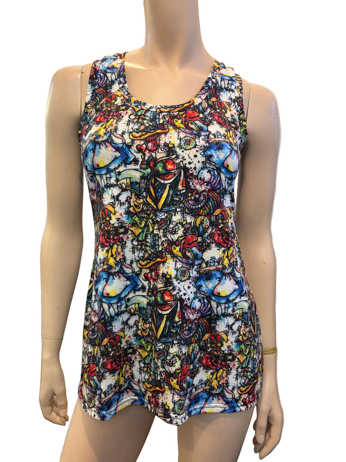 Camisole entièrement imprimée Alice multicolore avec bordure assortie