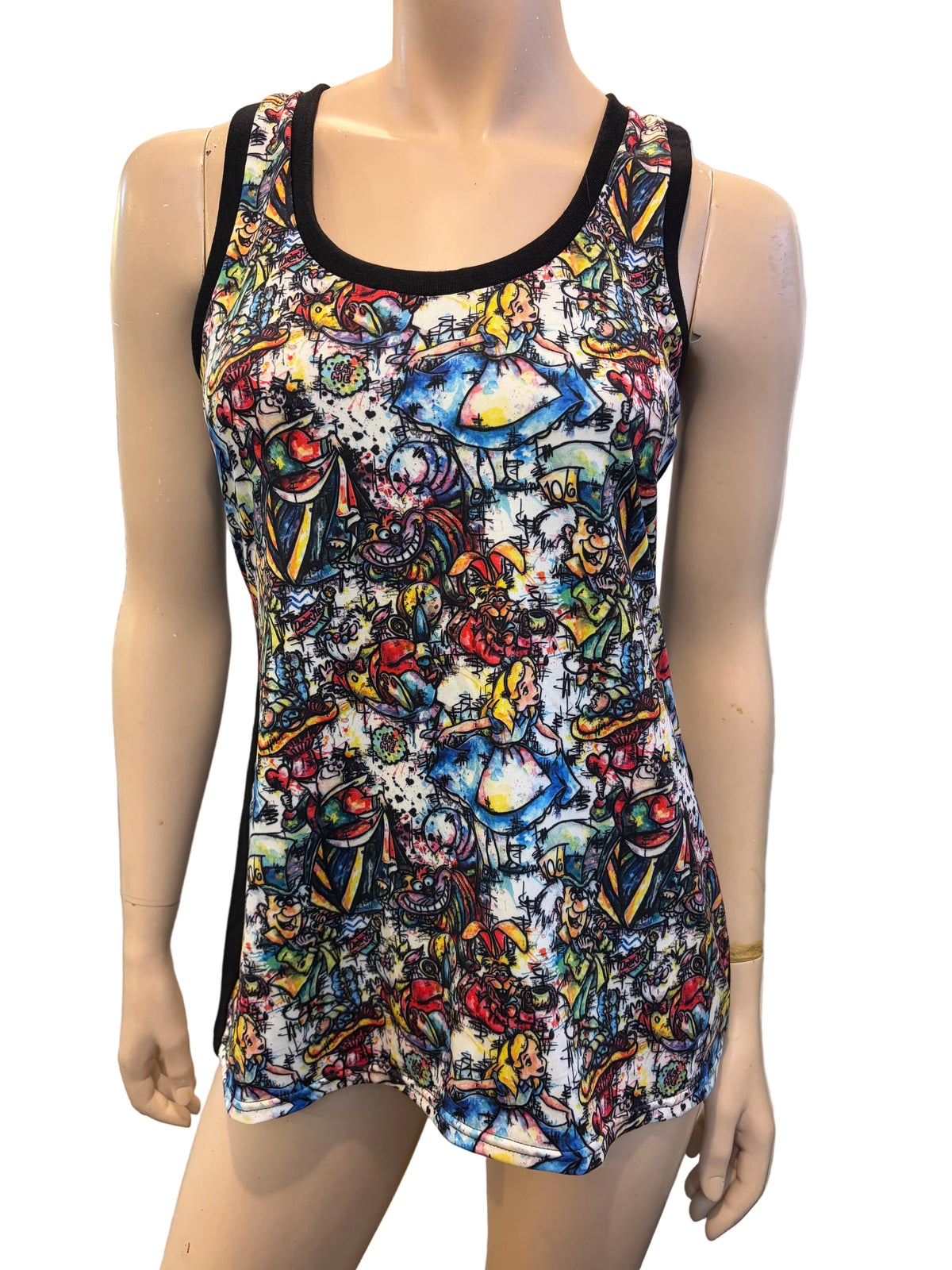 Camisole à imprimé Alice multicolore avec encolure et emmanchures à bordure noire