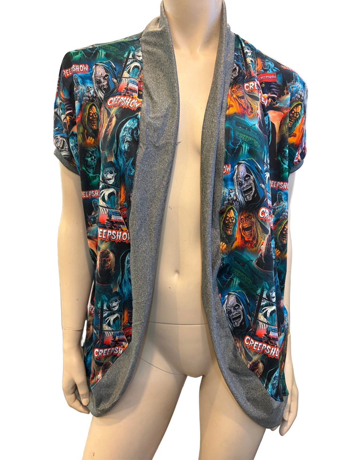 Veste à manches courtes à imprimé Creepshow multicolore et bordure grise