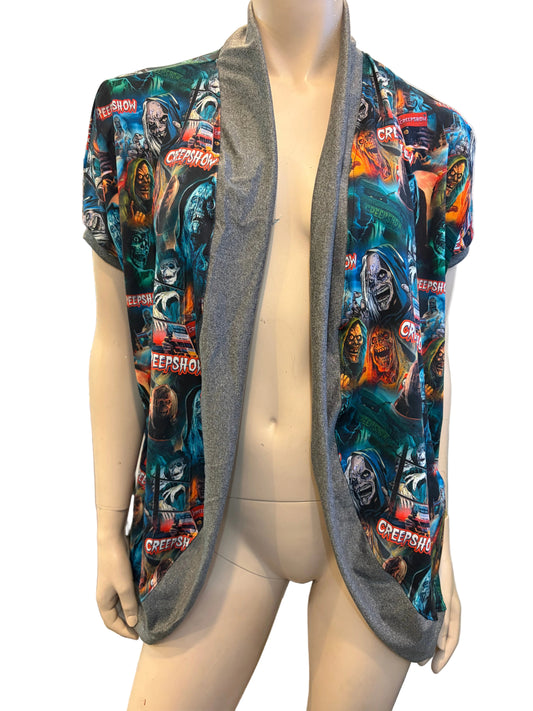 Veste à manches courtes à imprimé Creepshow multicolore et bordure grise