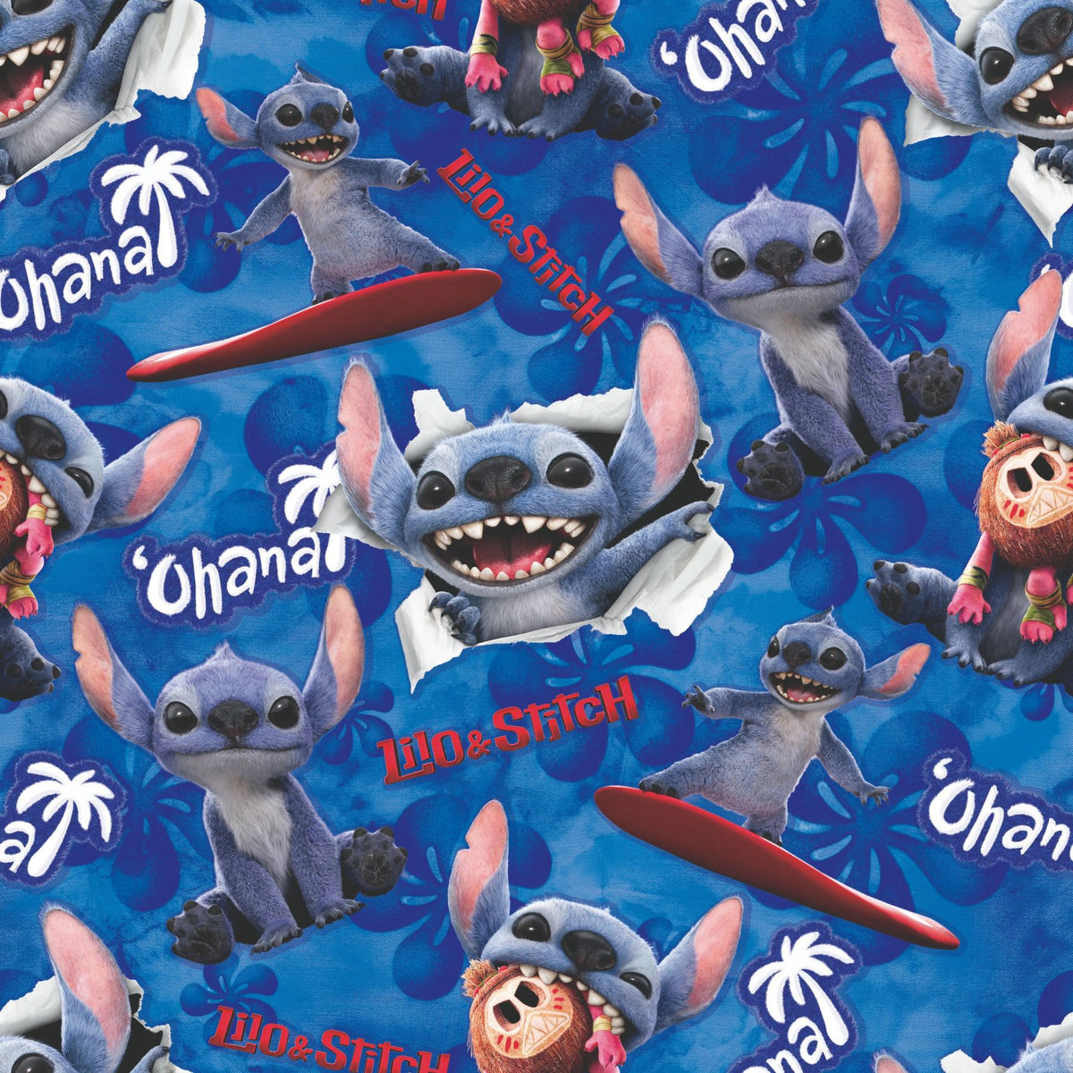 Stitch fond bleu – Tissu au mètre